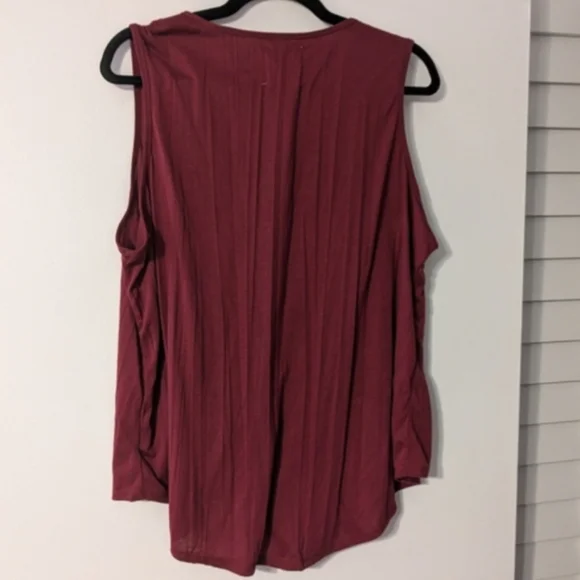 New York Laundry Women's Lace-Up Burgundy Sleeveless Blouse - Picture 4 of 4